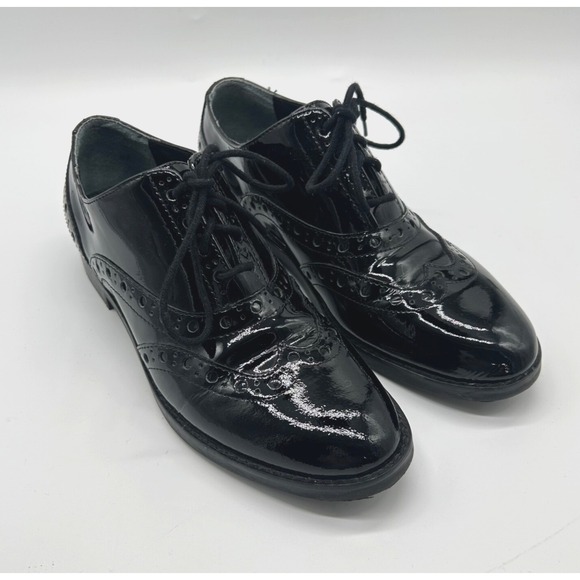 Vionic Womens Dress Shoes Sz 6.5‎ M Black Patent Leather Wingtip Oxfords EUC - Picture 1 of 9